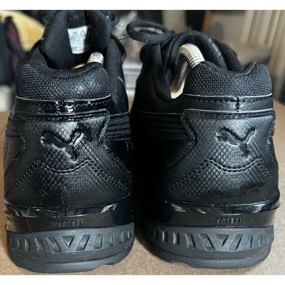 PUMA Respin Men's Size 9.5 Lace Up Triple Black Sneakers Casual Shoes 382724-04